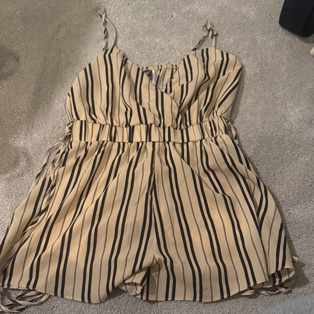 Windsor Beige and Black Striped Romper
